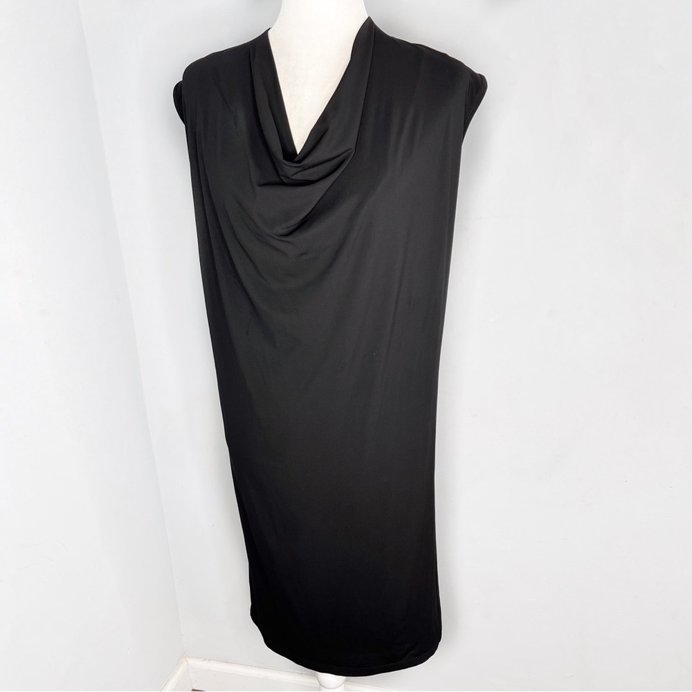 NWT Sonia Speciale Black Cowl Neck Sleeveless Dress 44 L